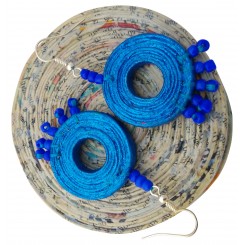 Blue papermade eco friendly earring